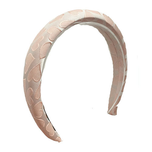 Embossed Fabric Heart Headband - Pink