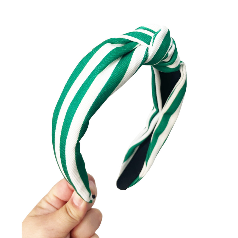 Boardwalk Headband - Green + White Stripes