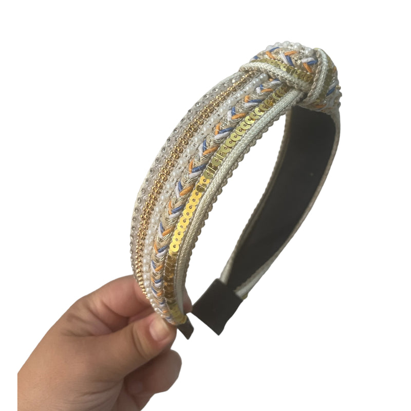 Braided Headband - White Gold