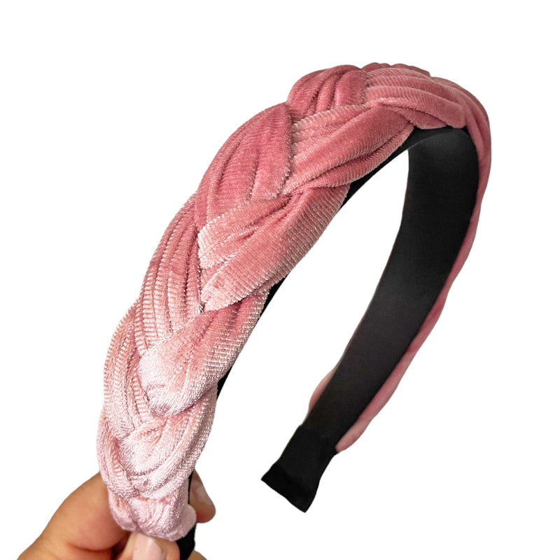 Braided Velvet Headband - Pink