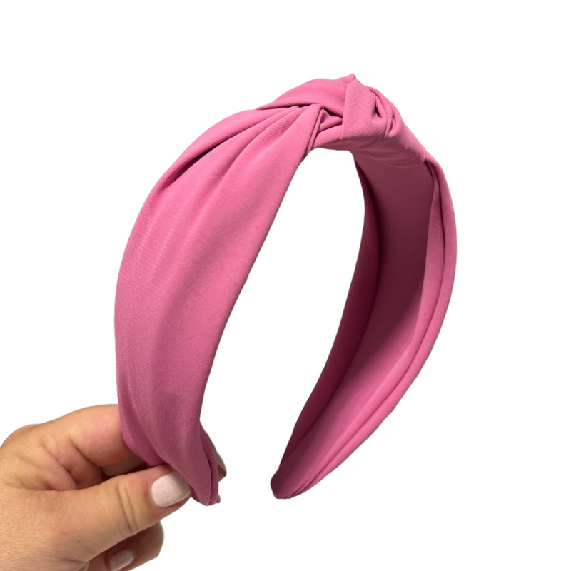 Solid Cloth Knot Headband - Bubblegum Pink