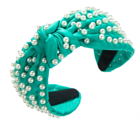 Pleather w Pearls - Teal