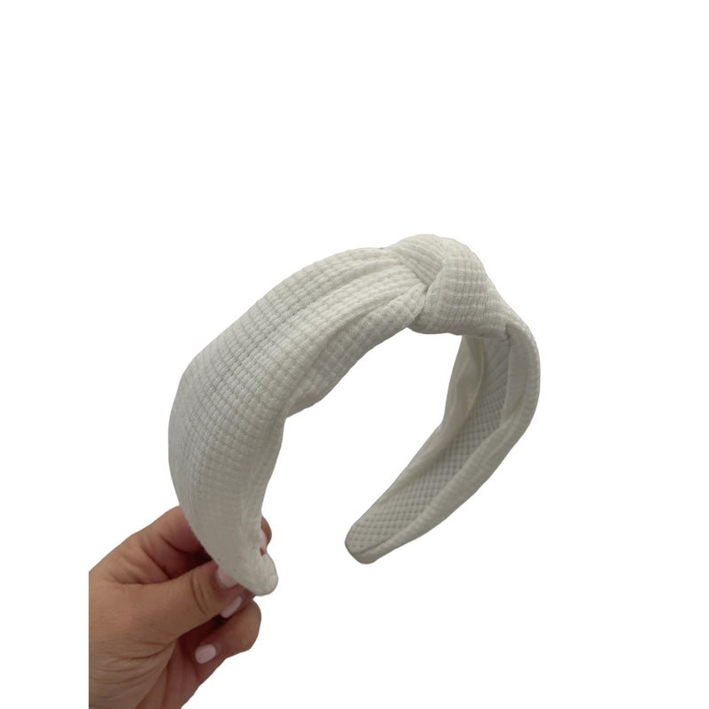 Ribbed Knot - White Headband