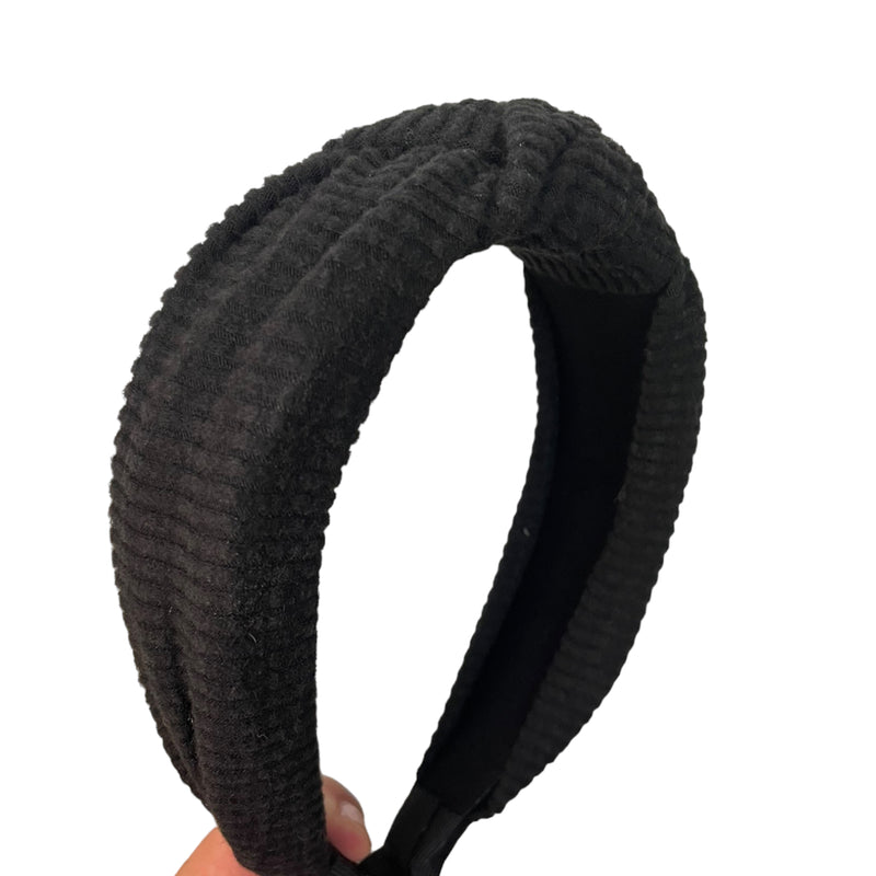 Jersey Ribbed Headband - Black