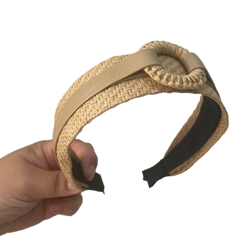 Jute Headband w Ring - Natural