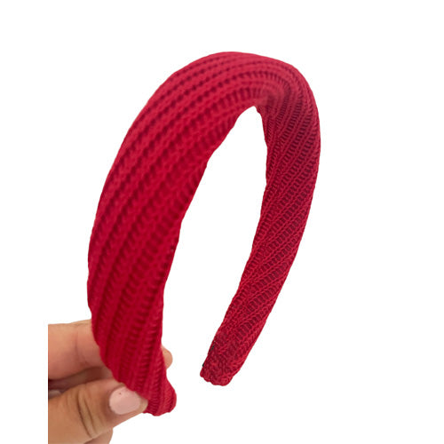 Red Ribbed Knit Headband