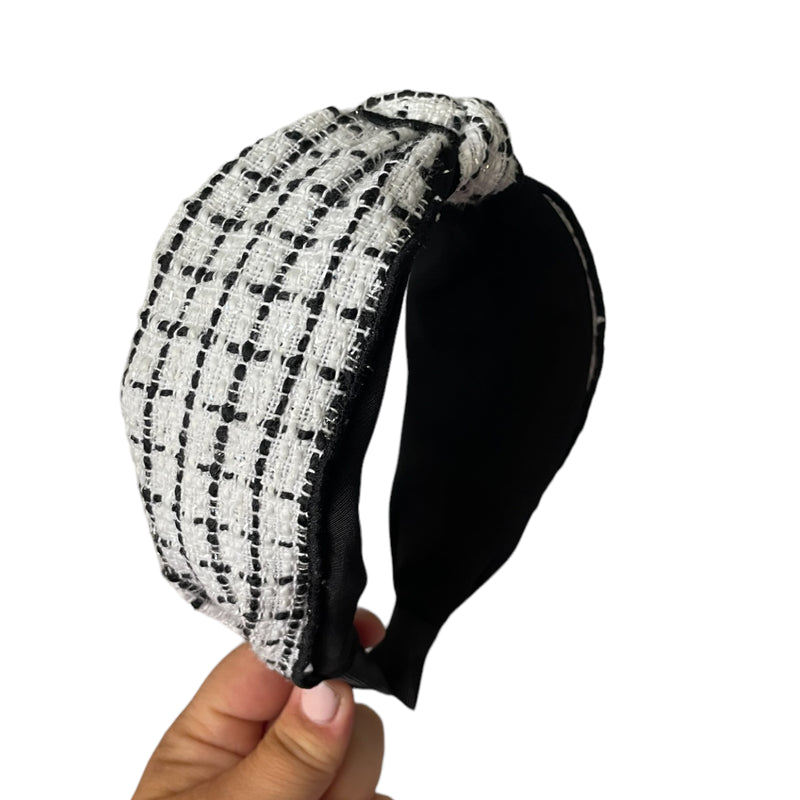 Tweed Twist Headband - White