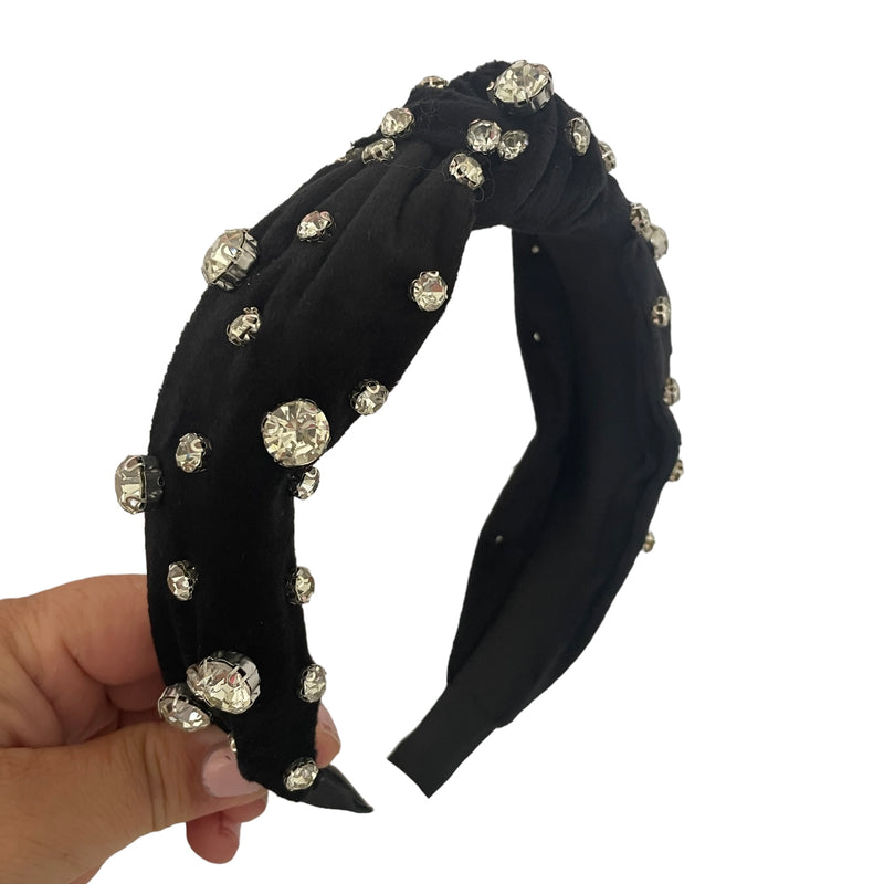 Velvet Black w Gems Headband