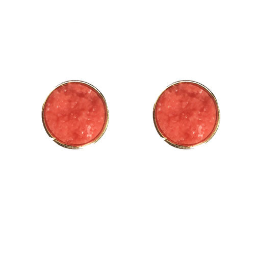Coral with Gold Round Druzy