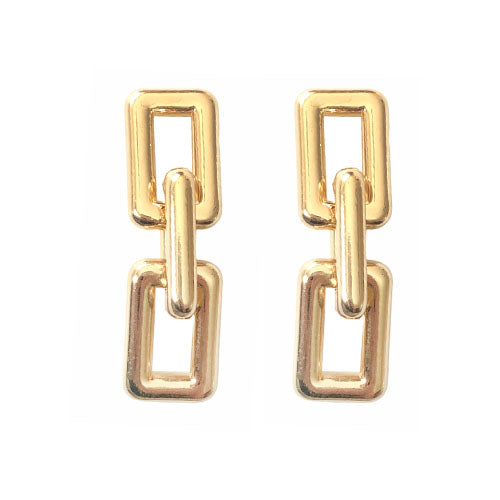Rectangle Chain Gold Earrings