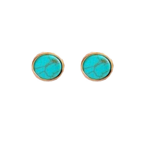 Round Teal Marble Studs
