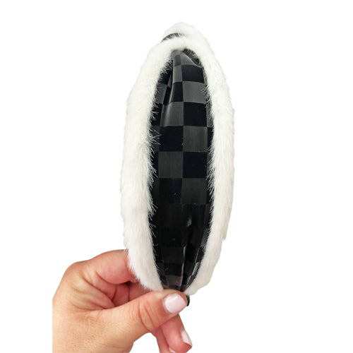 Black & White Leather Knotted Headband