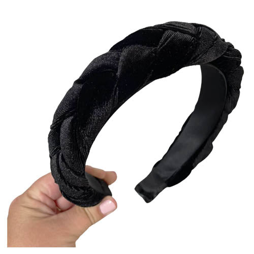 Braided Black Velvet Headband