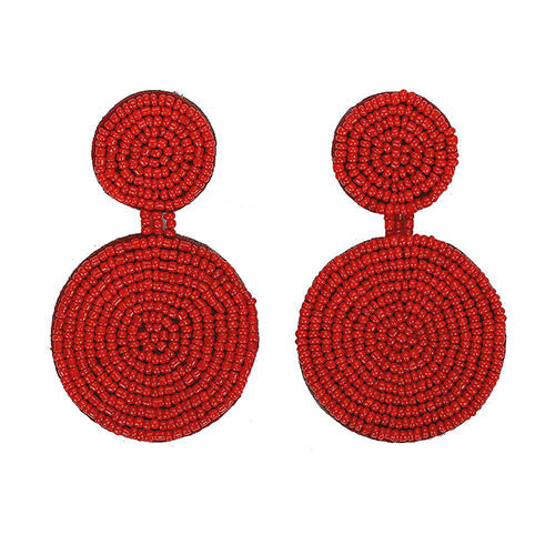 Double Round Beaded - Red