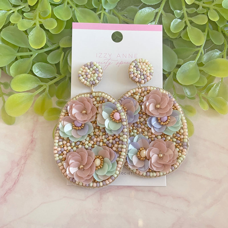 Oval Multi Pastel w Floral Blooms