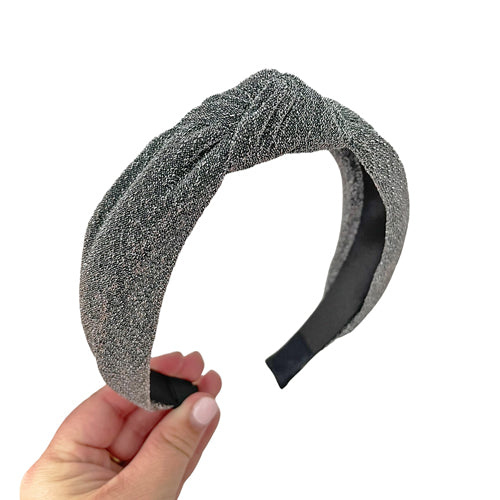 Sparkle Mesh Knot - Silver Headband